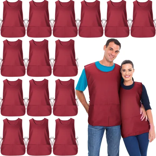 Vista 11 de Suhine delantal de zapatero con 2 bolsillos profundos y lazos laterales delantal unisex para trabajo en la cocina