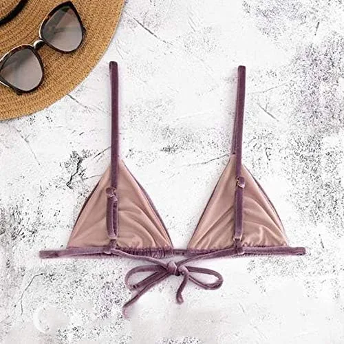 Vista 3 de Pilot Active Evie Top en terciopelo lila traje de baño - String triángulo estilo sexy mujer bikini Top