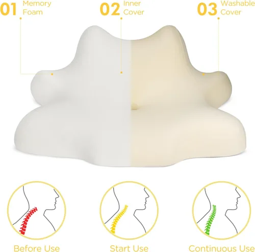 Vista 6 de Almohada de lectura para acostarse, inclinarse y estar propensa, almohada de espuma viscoelástica de contorno, almohada cervical ergonómica