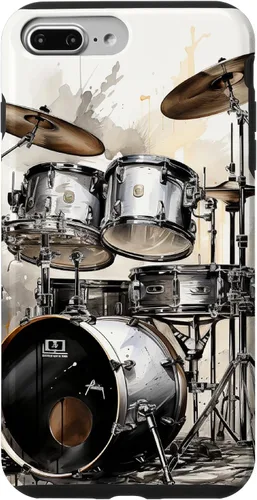 Vista 12 de Vintage Drum Set Drawing Funda para iPhone 17