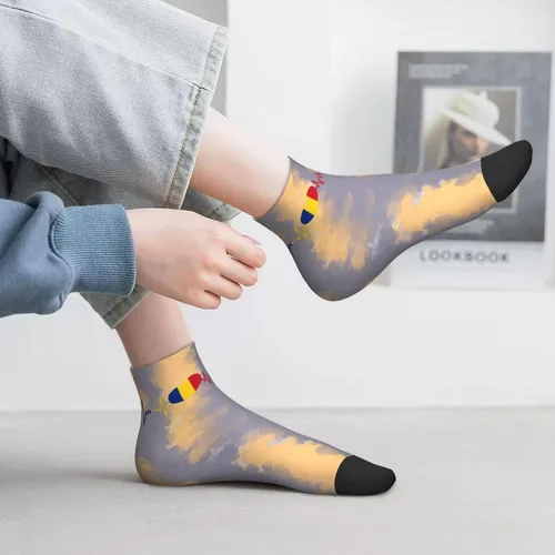 Vista 6 de Romanian Heartbeat I Love Romania Heart Flag Ankle Socks Winter Low Cut Sports Warm Comfort Breathable Casual Socks For Mens And Womens