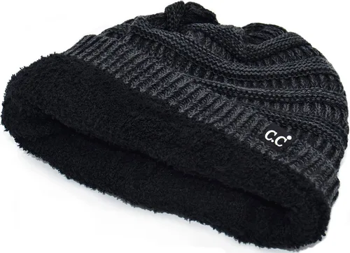 Vista 25 de C.C Winter Oversized Beanie Hat with Fuzzy Lining – Thick Knit Thermal Beanie for Cold Weather, Soft Warm Fleece Lined Cap