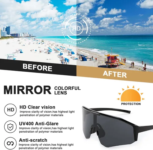 Vista 7 de Karsaer Gafas de sol deportivas para ciclismo, visera, sombras frescas, para jóvenes, béisbol, sóftbol, gafas de sol para niños y niñas de 8 a 14