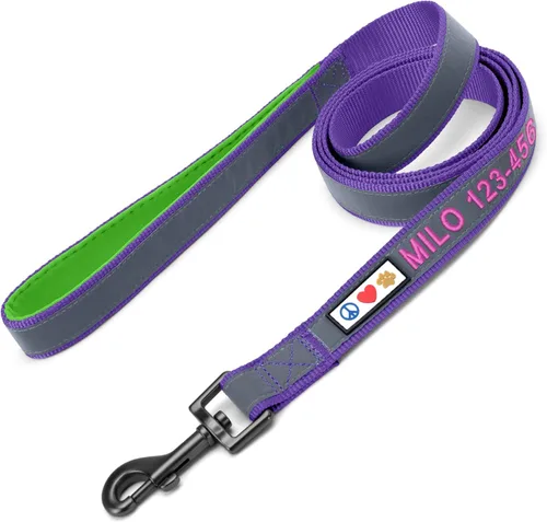 Vista 69 de Pawtitas - Correa personalizada de 6 pies para perro rosa XS/S con nombre y número de teléfono bordados, correa fuerte de nylon para razas pequeñas