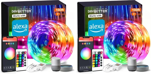 Vista 12 de DAYBETTER - Luces LED inteligentes con WiFi, controladas por la aplicación Tuya, funcionan con Alexa y Google Assistant, programación