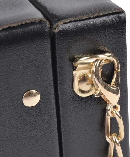 Vista 8 de QZUnique Bolso de hombro en forma de cinta con grabador de radio PU Crossbody bolso de noche retro para mujer, bolso de mano