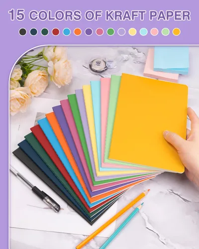 Vista 3 de Dynta A5 Journals 45pcs 15 Colors Lined Notebooks Bulk College Ruled 5.5 x 8.3 Inches for Class or Conference, 30 Sheets/60 Pages