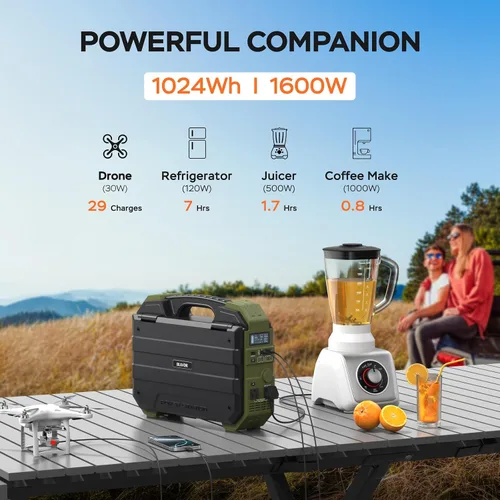 Vista 3 de BLAVOR - Generador solar de 1600 W, estación de energía de 1024 Wh con Verde