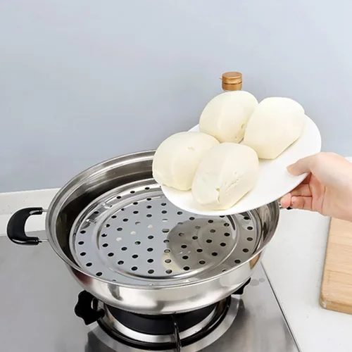 Vista 7 de Bandeja de vapor, acero inoxidable 304, estante de cocina al vapor, cesta redonda con patas extraíbles (diámetro medio 9.4 in)
