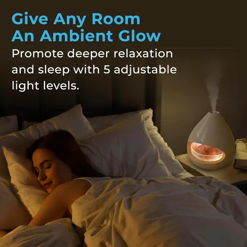 Vista 4 de Pure Enrichment PureGlow Crystal - Lámpara de sal 2 en 1 de Himalaya y difusor ultrasónico de aceite esencial, lámpara original de terapia de sal