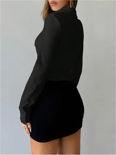 Vista 4 de SOLY HUX - Blusas de manga larga con botones y fruncidos para mujer, camisas de ajuste delgado, tops estéticos