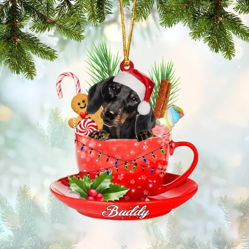 Vista 88 de Alaskan Malamute - Adorno de tetera de perro sentado en una tetera de Navidad, adorno de Navidad con nombre personalizado, adorno de automóvil