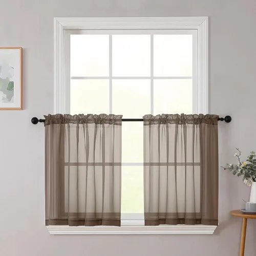 Vista 283 de 2 paneles de cortinas traslúcidas blancas para dormitorio, sala de estar, 96 pulgadas de largo, modernas, suaves, ligeras, con bolsillo para barra