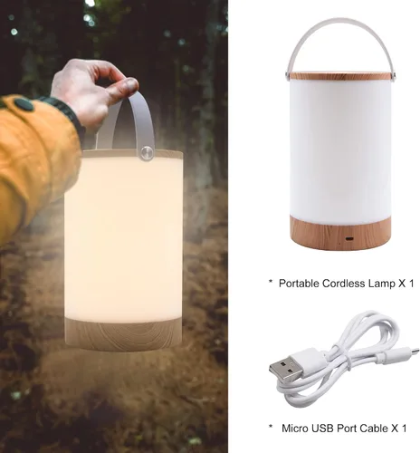 Vista 9 de Facon Linterna LED portátil con interruptor regulable táctil, lámpara inalámbrica recargable con batería para campamento al aire libre, lámpara