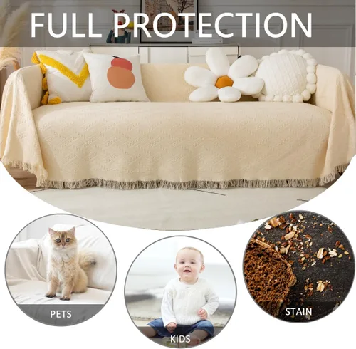 Vista 3 de Funda de sofá para sofá de 3 cojines, funda de sofá seccional lavable, fundas de sofá geométricas de jacquard para futón, protector para perros