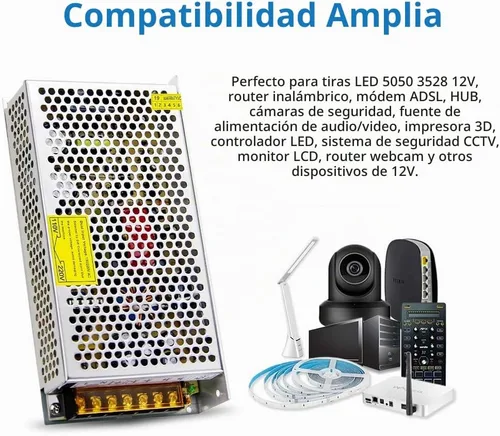 Vista 6 de SHNITPWR 12V 10A Fuente de alimentación Transformador Regulado Interruptor Adaptador de corriente