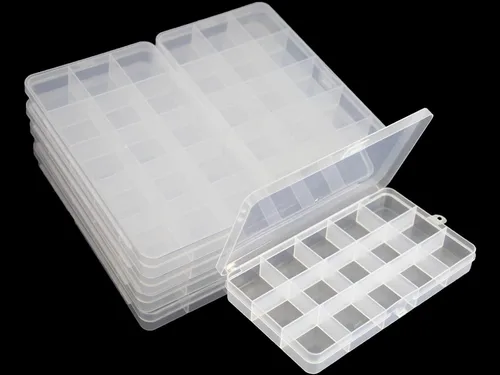 Vista 9 de Caja de almacenamiento de plástico transparente de 6 piezas con cierre hermético, contenedor organizador para lápices, rompecabezas, juguetes
