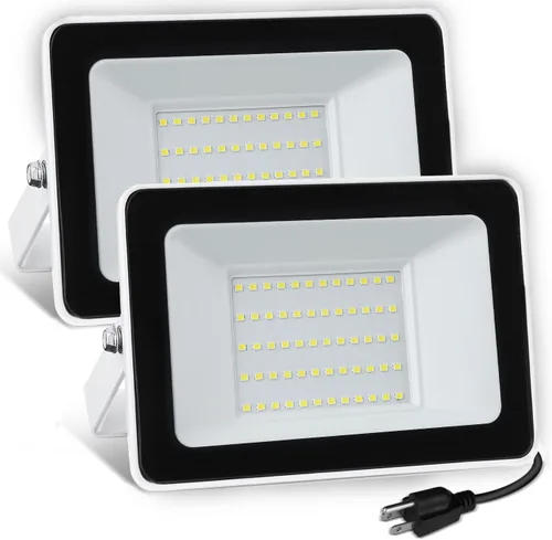 Vista 9 de UFOND Luces de inundación LED de 10000 lúmenes, reflectores impermeables de 100 W, ángulo de iluminación ajustable, luz portátil con enchufe