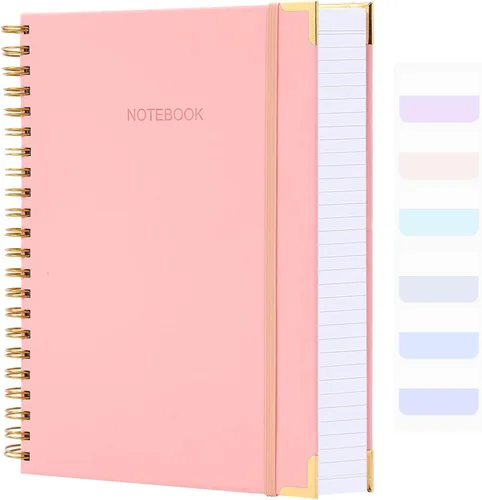 Vista 8 de Cuaderno de espiral, diario de cuero de tapa dura para mujeres y hombres, cuadernos gruesos de 300 páginas con rayas universitarias para el trabajo