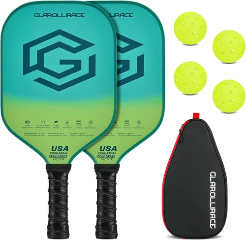 Vista 17 de Juego de 2 palas de pickleball 4 raquetas de pickleball, juego de pickleball aprobado por USAPA, superficie de fibra de vidrio fibra de carbono