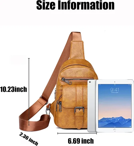 Vista 3 de Bolso cruzado pequeño, riñonera para mujeres y hombres, bolso bandolera de cuero para regalos, Estilo4-Rojo, S