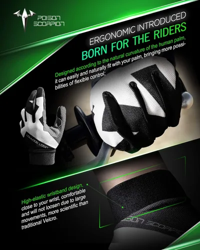 Vista 4 de Guantes POISON SCORPION para motocicleta, guantes táctiles con dedos completos para hombres y mujeres, antideslizantes, transpirables, negro, XL