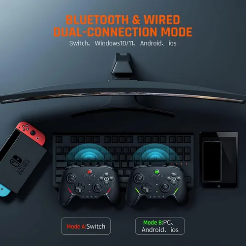 Vista 6 de BIGBIG WON Switch Controllers with Charging Base, Wireless Game Controller for SwitchPCAndroidIOS,Mechanical ButtonsALPS JoystickNFC Sensor6-axis