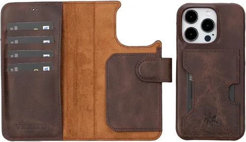Vista 181 de Venito Florence - Funda de piel compatible con Samsung Galaxy S9, extra segura con bloqueo RFID, cartera desmontable para teléfono (gris decolorado)