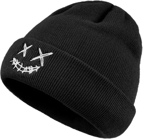 Vista 2 de Croogo Gorros de invierno para mujer, elásticos y cálidos, con forma de calavera para hombre, con puños, de acrílico, calaveras de esquí