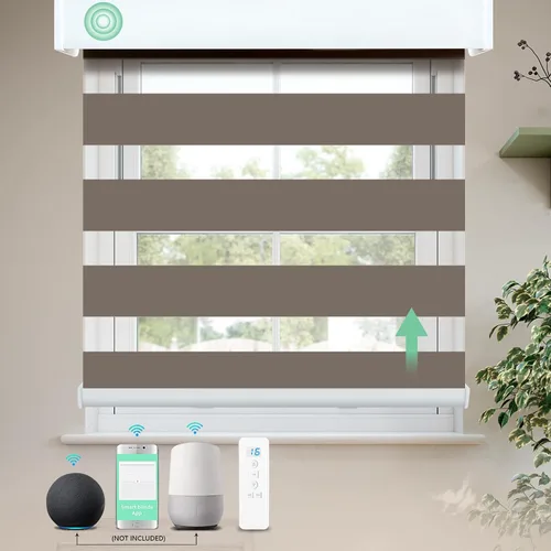 Vista 9 de MING CHEN Persianas motorizadas con control remoto, motor recargable integrado, persianas eléctricas automáticas de cebra compatibles con Alexa