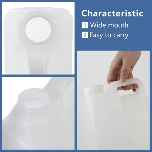 Vista 4 de Paquete de 6 jarras de plástico transparente de 64 onzas con tapas, recipientes de almacenamiento de agua con mango ergonómico, recipientes