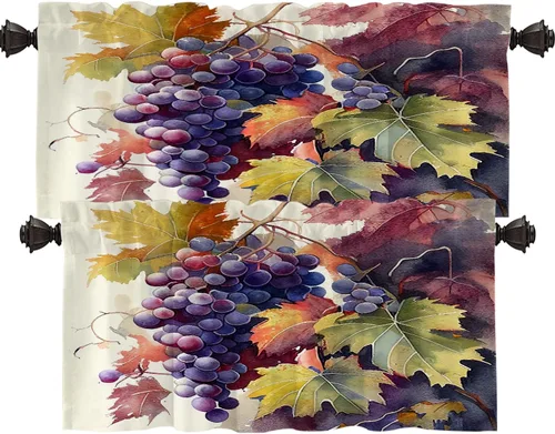 Vista 37 de Shrahala Abstract Colorful Blackout Curtain Tiers, Modern Ative Kitchen Valance Light Blocking Tier Drapes with Rod Pocket, 2 Pack 26 X 24 in