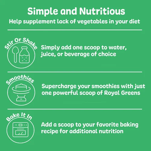 Vista 6 de New Vitality Royal Greens Ultra Superfood Polvo vegetal saludable con probióticos, enzimas, antioxidantes, pasto de trigo y verduras, 10.75 onzas