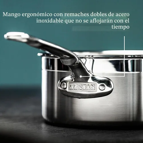 Vista 4 de Hestan - Colección ProBond - Sartén profesional de acero inoxidable revestido, compatible con placa de inducción, 3 cuartos de galón