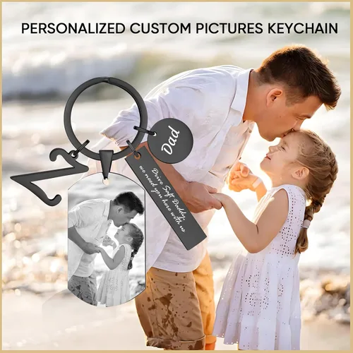 Vista 2 de VNOX Llavero personalizado de regalo para hombres, llaveros personalizados para marido, papá, hijo, regalo de San Valentín, cumpleaños, Navidad