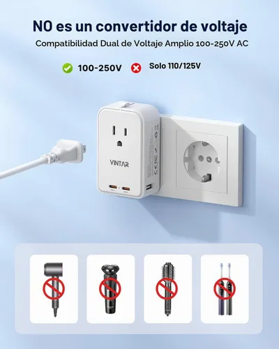 Vista 7 de VINTAR 45W Universal Travel Adapter, Ultra Thin International Power Adapter