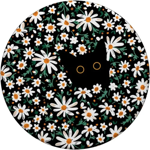 Vista 3 de Lindo gato negro escondido en margarita floral gato PopSockets intercambiables PopGrip