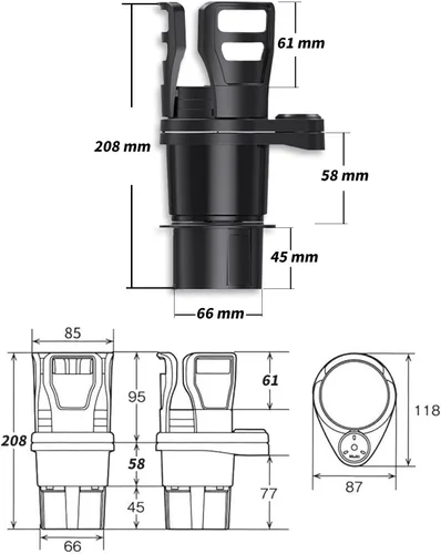 Vista 6 de Adaptador de bebida para auto 2 en 1 multifunción, expandidor de portavasos para auto con todo propósito ajustable, expandidor de portavasos