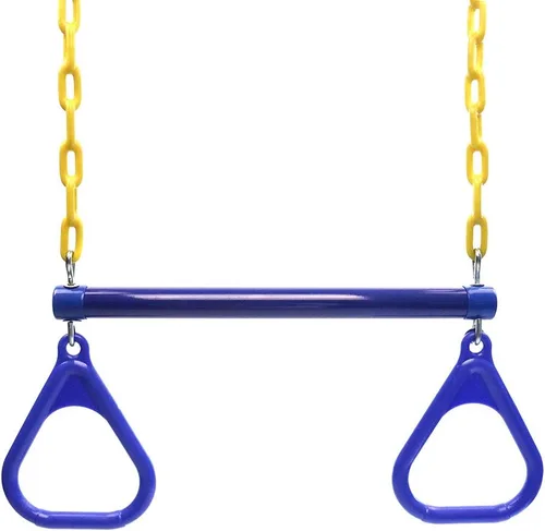 Vista 2 de Anillos de barra de columpio de trapecio de 18 pulgadas de 48 pulgadas, cadenas recubiertas de plástico resistente, juego de columpios, accesorios
