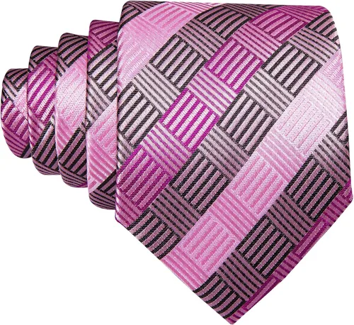 Vista 4 de YOHOWA Conjunto de corbatas a cuadros para hombre de seda negocios boda formal a la moda corbata y bolsillo cuadrado