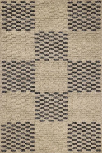 Vista 3 de Loloi Chris Loves Julia Bradley Collection, beige y medianoche, alfombra decorativa de 2 pies y 3 pulgadas x 3 pies y 9 pulgadas, alfombras clásicas
