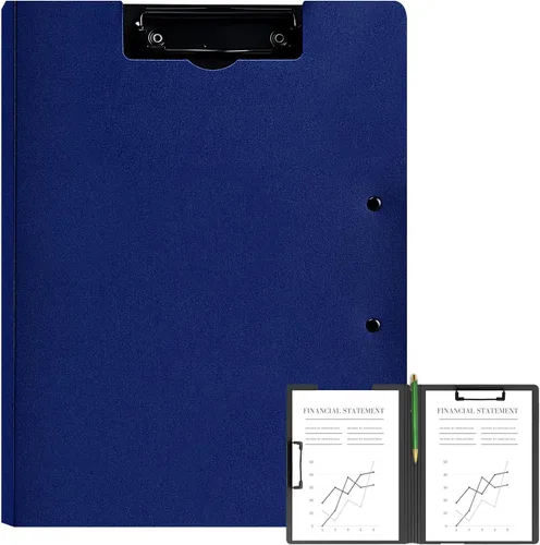 Vista 13 de Carpeta portapapeles plegable A4, carpeta portapapeles de oficina con clip de metal de doble clip, portapapeles de almacenamiento plegable de 360