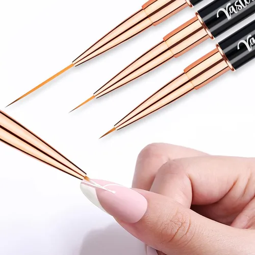 Vista 6 de Yasterd Juego de pinceles para arte de uñas, 5 pinceles profesionales de doble punta para arte de uñas Long Lines,Thin Liner brush for Nails