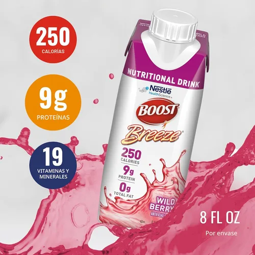 Vista 4 de BOOST Breeze Clear Bebida nutricional – 250 calorías – 19 vitaminas y minerales – 0.23 oz de proteína – Bebida nutricional transparente fortificada