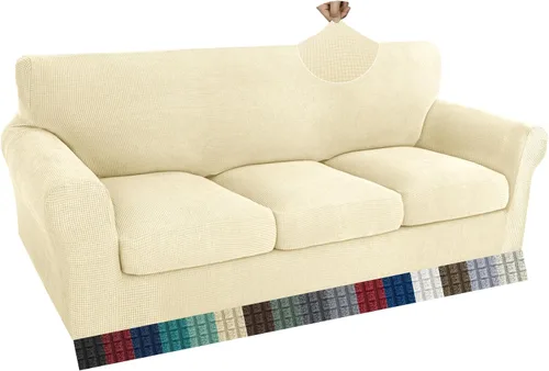 Vista 53 de ZNSAYOTX 2 fundas para sillas con brazos para sala de estar, súper suave, con funda de cojín de asiento, gruesa, duradera, mezcla de elastano, alta