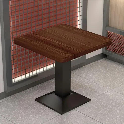 Vista 2 de Mesa de comedor simplista de cacao/acabado natural cuadrada/rectangular de madera con mecanismo fijo para restaurante, té con leche, postre Nogal