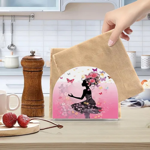 Vista 6 de Servilleteros de flores y mariposas para niñas, para mesas, servilleteros de acrílico transparente, servilleteros de cóctel para cocina