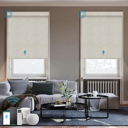 Vista 18 de Persiana Motorizada, Compatible con Homekit Thread-Enabled, Persianas Inteligentes 100% Opacas con Control Remoto, Persiana Enrollable Eléctrica