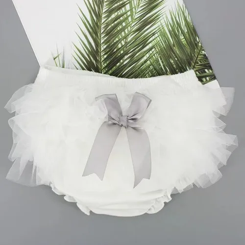 Vista 4 de Pantalones cortos Bloomers para bebé, de tul con volantes, trajes de encaje
