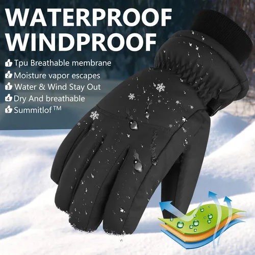 Vista 2 de Guantes de invierno, 3M Thinsulate guantes de nieve impermeables para clima frío cálido - Ciclismo, correr, conducir